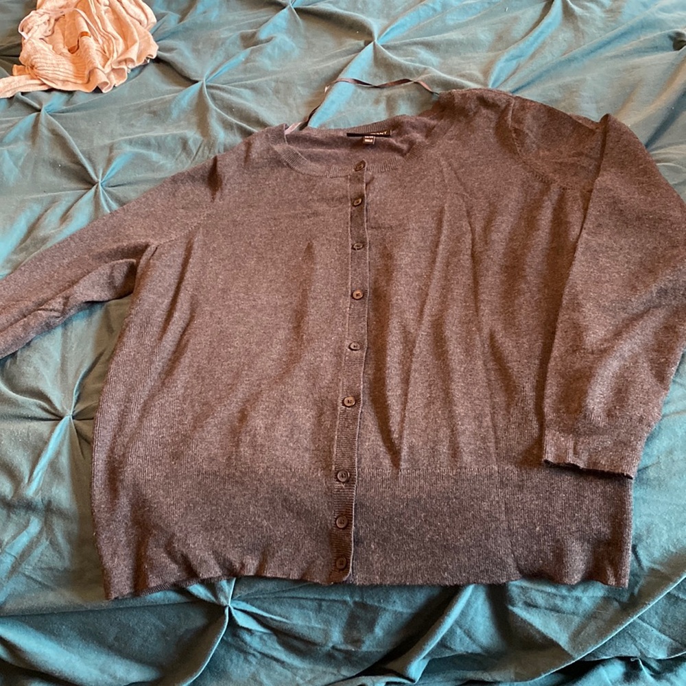 Medium gray button front cardigan